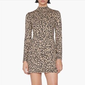 Frame abstract print jacquard long sleeve sweater mini dress